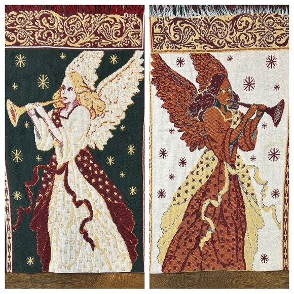 Goodwin Weavers Afghan Tapestry Christmas Angels Reversible - Picture 4 of 10